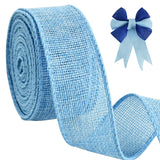 Burlap Light Blue Wired Ribbon, 1 1/2 Inch 10 Yard Jute Ribbon For Decoration Bows Tree Toppers Ribbons Craft Gift Wrapping Wreath Sewing, For Winter Christmas Spring Easter Wreath Decor