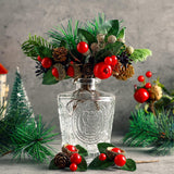 28 Pcs Artificial Christmas Greenery Red Berry Picks Pine Cones Holly Berries Flower Stem Needles Branches Fake Greenery Floral Picks For Xmas Tree Winter Crafts Party Festive Home Decor