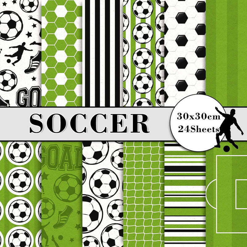 24 Sheet Soccer Pattern Paper 30 X 30Cm Soccer Ball Field Scrapbook Paper Doub