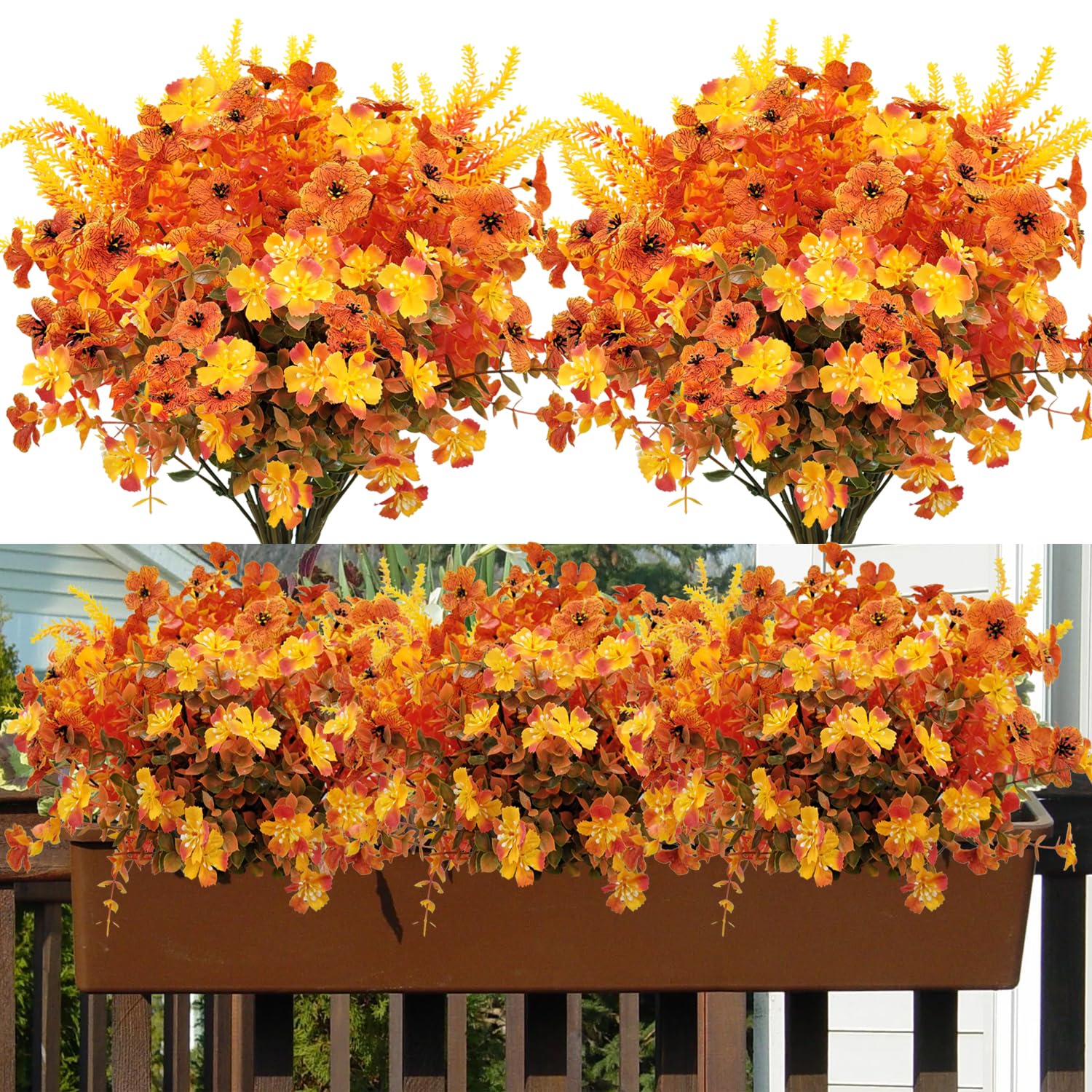 10 Bundles Artificial Mums For Outdoors Fake Fall Flowers Silk Flowers Plastic Plants Uv Resistant No Fade For Outside Porch Garden Pots Planters Autumn Fall Decor (Fall)