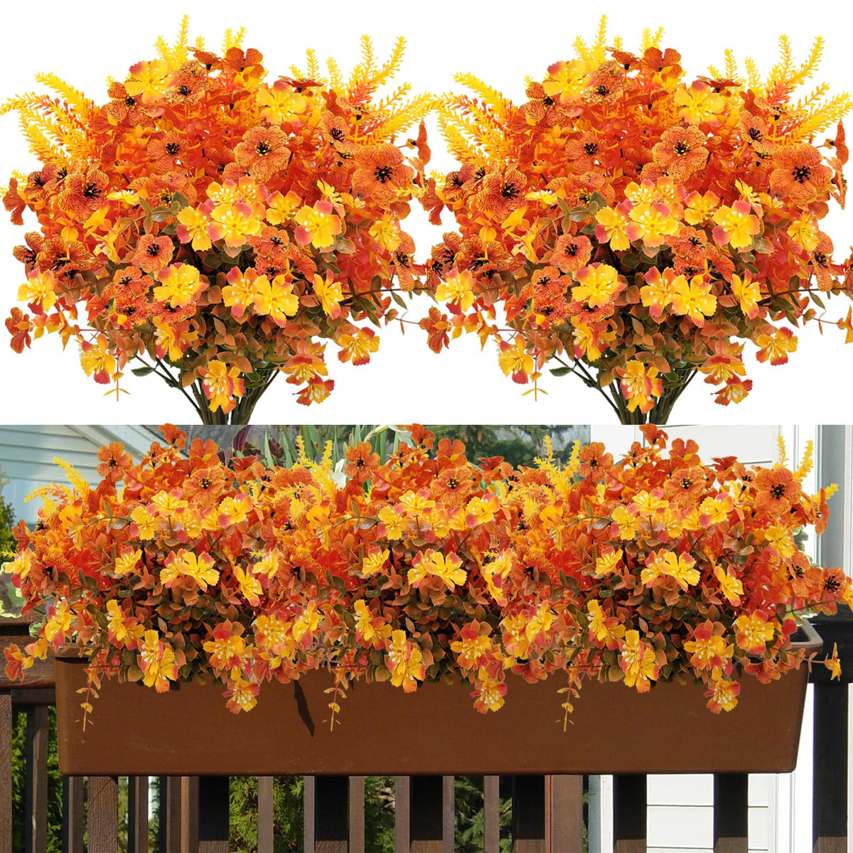 10 Bundles Artificial Mums For Outdoors Fake Fall Flowers Silk Flowers Plastic Plants Uv Resistant No Fade For Outside Porch Garden Pots Planters Autumn Fall Decor (Fall)