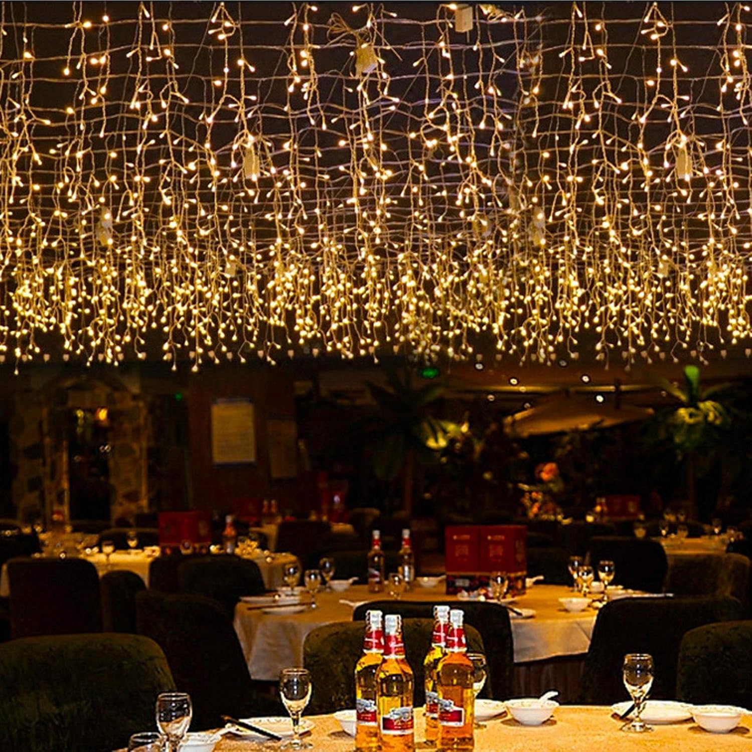 Led Icicle Lights, 16.4Ft 216 Leds 8 Modes Window Curtain Extendable Fairy Christmas Ceiling Dangling Hanging Twinkle Me