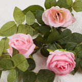Artificial Rose Flowers Garland 6.56Ft Pink Rose Vines, Hanging Rose Fake Flower Vine Floral Greenery Garland For Home Wedding Arch Party Garden Outdoor Decor(1)