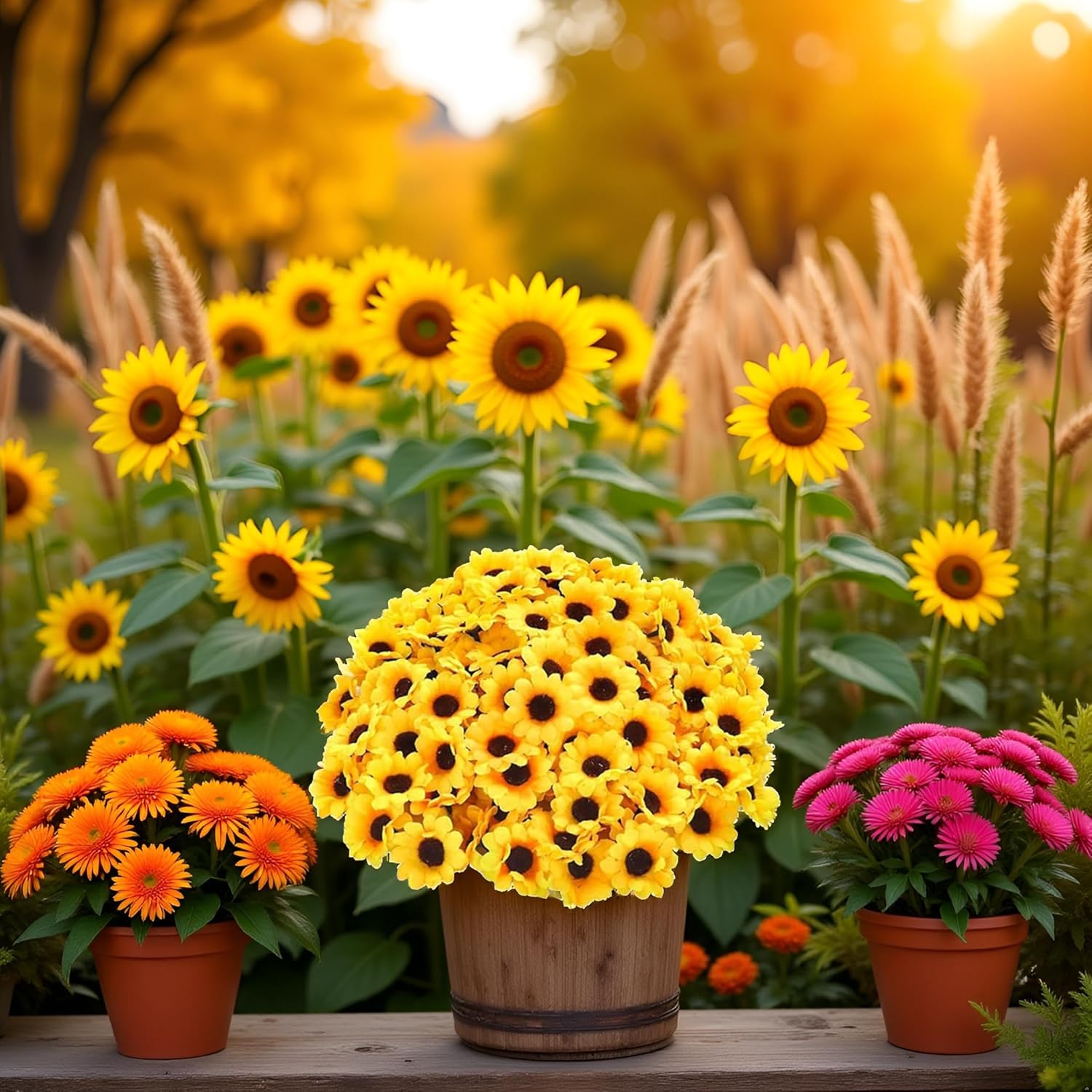 100Pcs Yellow Fashion Artificial Flower Heads Mini Fake Sunflower Decorative Fabric Flowers Craft Floral Embellishments For Wreaths Wedding Artificial Flowers