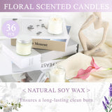 36 Pcs 4Oz Mini Mason Jar Candles Small Scented Candles Bulk Aromatherapy Ideal Souvenir Favors For Wedding Birthday Party (Freesia, Lavender, Jasmine, Silver)