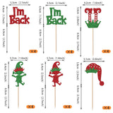 24 Pack Elf Cupcake Toppers Green Red Glitter Santa Hat I'M Back Elf Legs Christmas Cupcake Picks For Merry Christmas New Year Holiday Baby Shower Birthday Party Cake Decorations