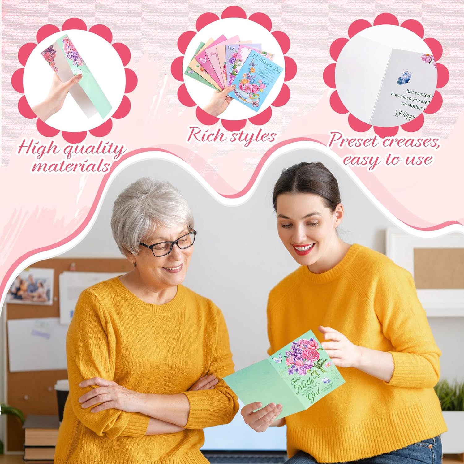24 Pack Christian Mothers Day Religious Cards With Envelopes For Mom Floral Mothers Day Christian Greeting Cards For Prayer Gifts(Elegant Style)