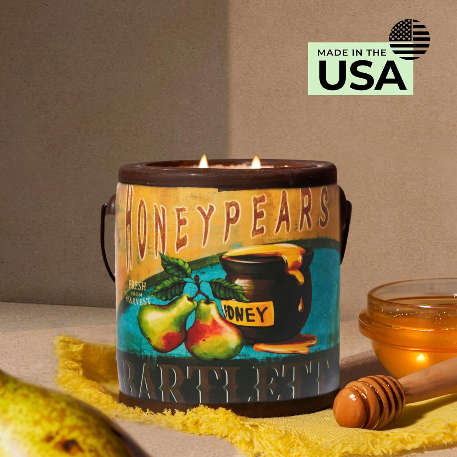 A CHEERFUL GIVER 95hr 20oz Scented Candle - Honey Pear Cider - Multi-Wick Glass Candle - Gifts For Men and Women