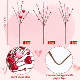 26Pcs Valentines Decorations Day Artificial Flowers Picks Decor - Berry Stems With Red Pink Heart Gifts For The Home Table Centerpieces - Style 2