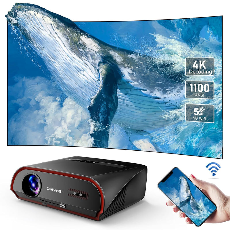 4K UHD Projector - 14300 Lumens, WiFi 6, Bluetooth, HDR, NFC, Keystone, Black