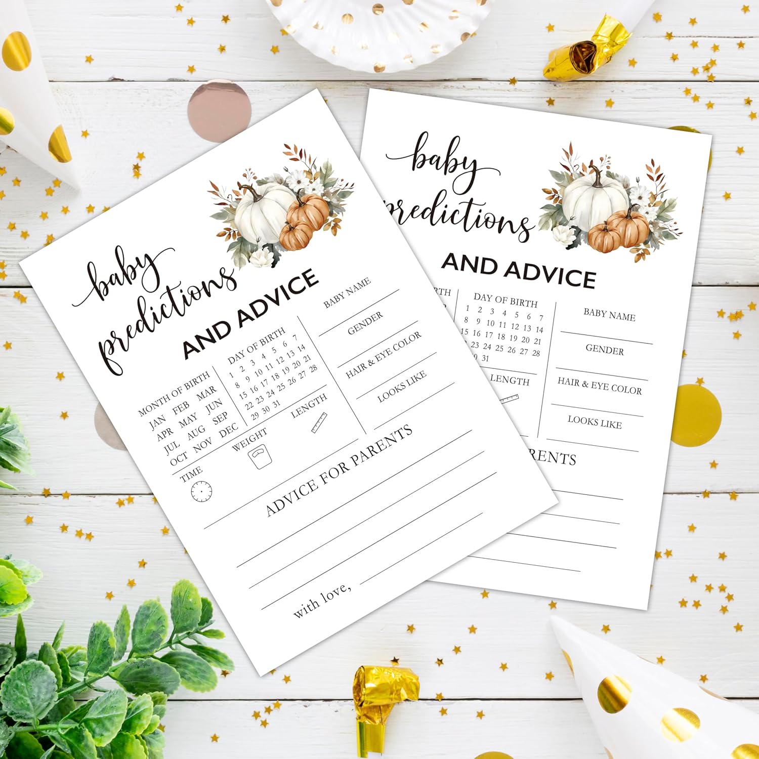 Fall Baby Shower Games, Baby Predictions And Advice Themed Gender Reveal Party Game, Fall Festival Games Cards With Pumpkin Design, Boho Baby Shower Games, Thanksgiving Party Supplies -05