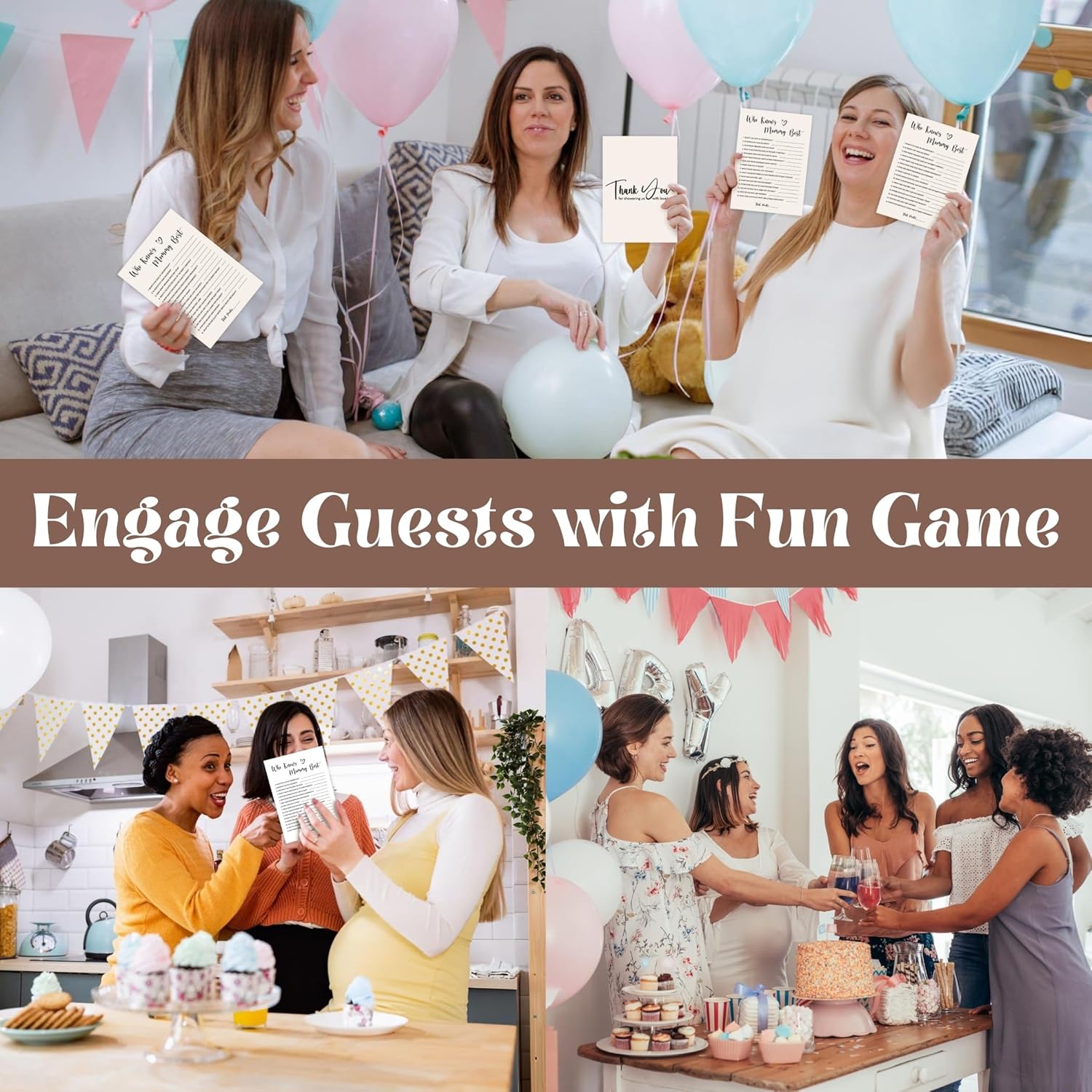 Who Knows Mommy Best Baby Shower Game Gender Neutral - 50 Pcs Funny Baby Shower Party Games Activities For Guests