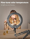 14 Inch LED Ring Light with Overhead Phone Mount Stand and Holder for Video Recording Streaming and Content Creation