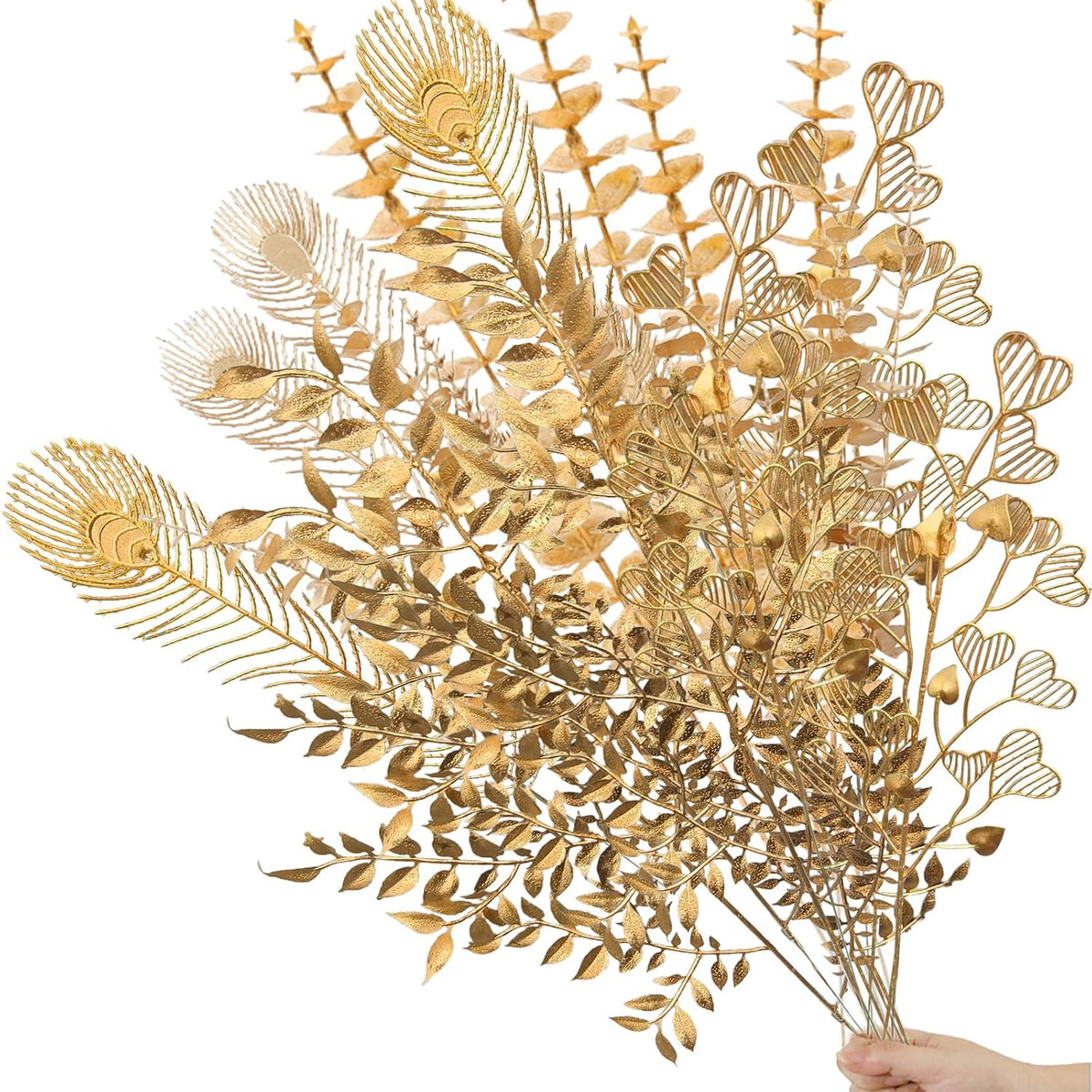 40 Pcs Gold Decor Fake Leaves For Christmas Decor 20Inch Gold Leaf Artificiales Para Table Wedding Home Room Office Decoracion