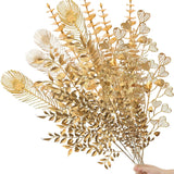 40 Pcs Gold Decor Fake Leaves For Christmas Decor 20Inch Gold Leaf Artificiales Para Table Wedding Home Room Office Decoracion