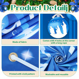 Merry Christmas Nativity Door Cover Decorations, Blue Religious Christmas Ball Door Cover Banner Holy Nativity Christmas Door Banner Happy New Year Banner For Religious Christmas New Year Party Decor