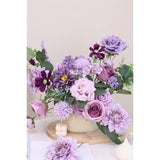 Artificial Flower Purple Combo Box Set Fake Rose Dahlia For Diy Wedding Center Bouquet Bride Baby Shower Party Tables Decoration Floral Arrangements.