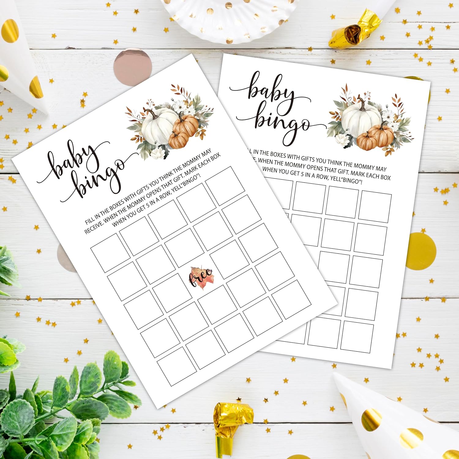 Fall Baby Shower Games, Baby Shower Bingo Themed Gender Reveal Party Game, Fall Festival Games Cards With Pumpkin Design, Boho Baby Shower Games, Thanksgiving Party Supplies -01