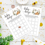 Fall Baby Shower Games, Baby Shower Bingo Themed Gender Reveal Party Game, Fall Festival Games Cards With Pumpkin Design, Boho Baby Shower Games, Thanksgiving Party Supplies -01