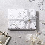 3D Kraft Wedding Wrapping Paper Roll - Mini Roll - 17 Inch X 16.5 Feet - Silver And White Leaves Design With Embossed Perfect For Birthday, Bridal Shower, Wedding, Baby Shower