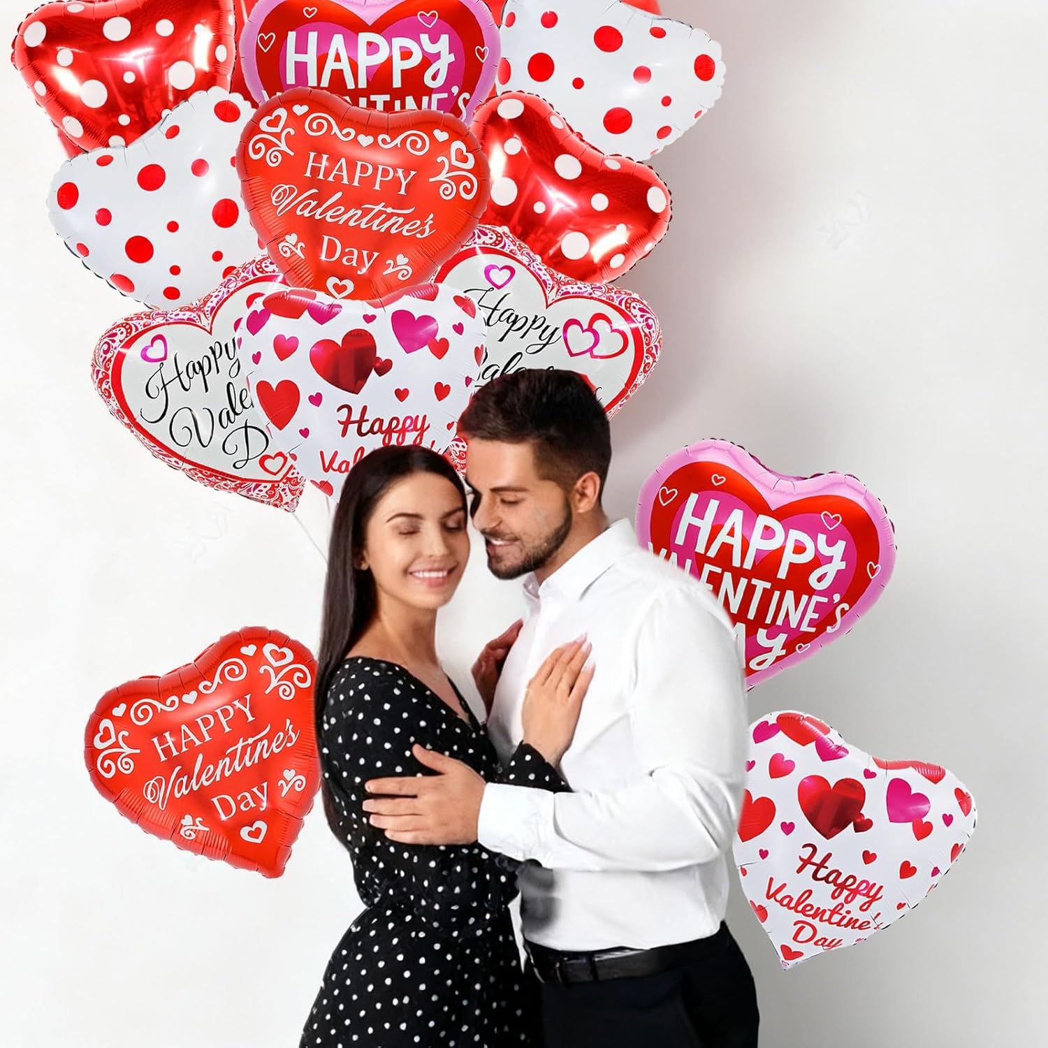 Happy Valentines Day Balloons, 18 Inch Red Pink White Heart Balloons, Valentines Heart Balloon For Valentine Day Romantic Decorations Special Night Party Supplies