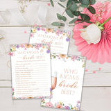 Wildflowers Wedding Games, 25 Guest Party Pack, 5X7 Inches, Adults, Female, Manual Operation