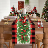 Red And Black Buffalo Plaid Table Runner, Seasonal Winter Christmas Holiday Kitchen Dining Table Decorations And Supplies For Home Dining Room Party Decor (Christmas Garland -01, 13X72 Inches)