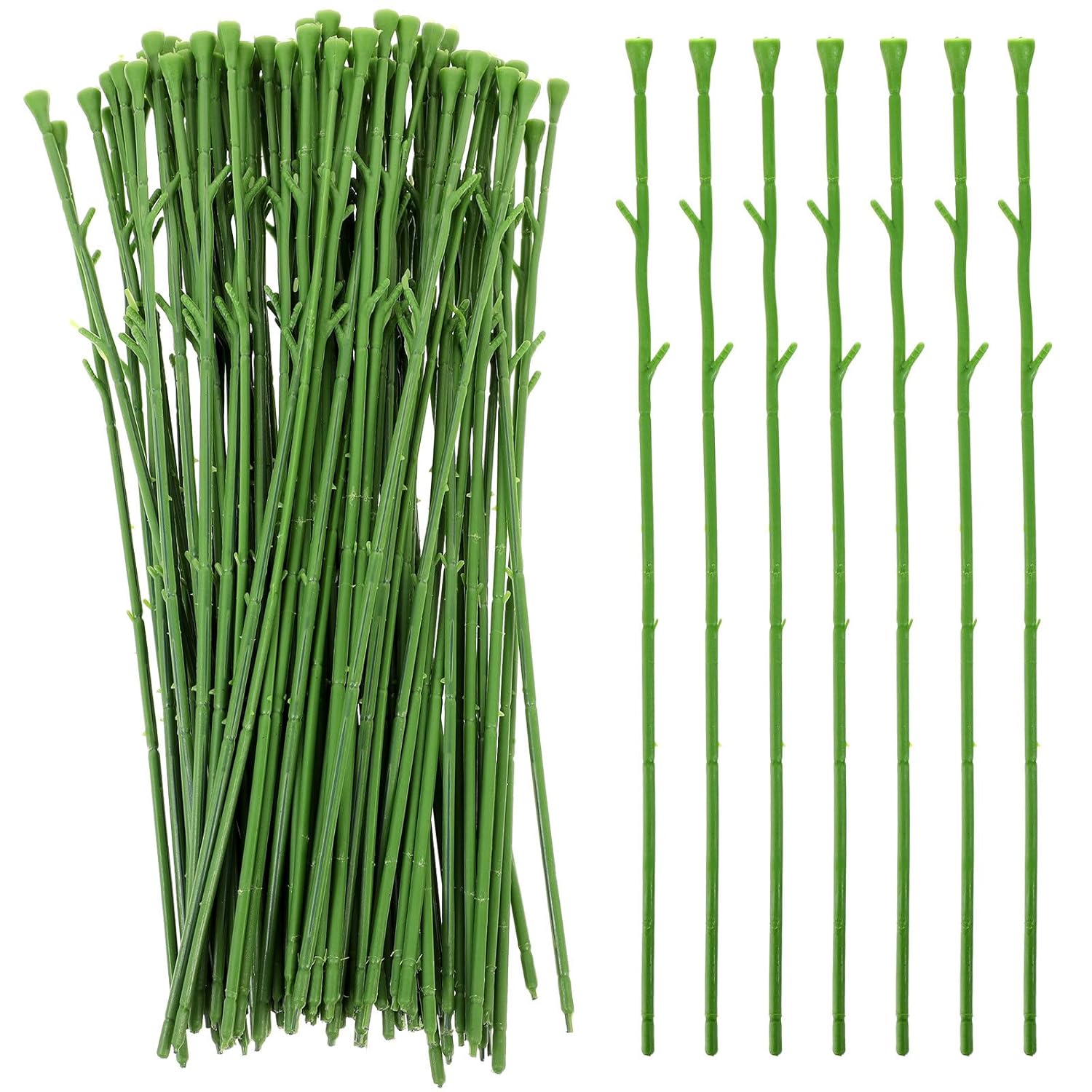 100Pcs Floral Wire Stem Artificial Rose Flower Stems Plastic Fake Flower Decor For Diy Craft Bouquets Wreaths Wedding Arrangement Room Home Restaurant Party Valentine'S Day Decoration 13-Inch
