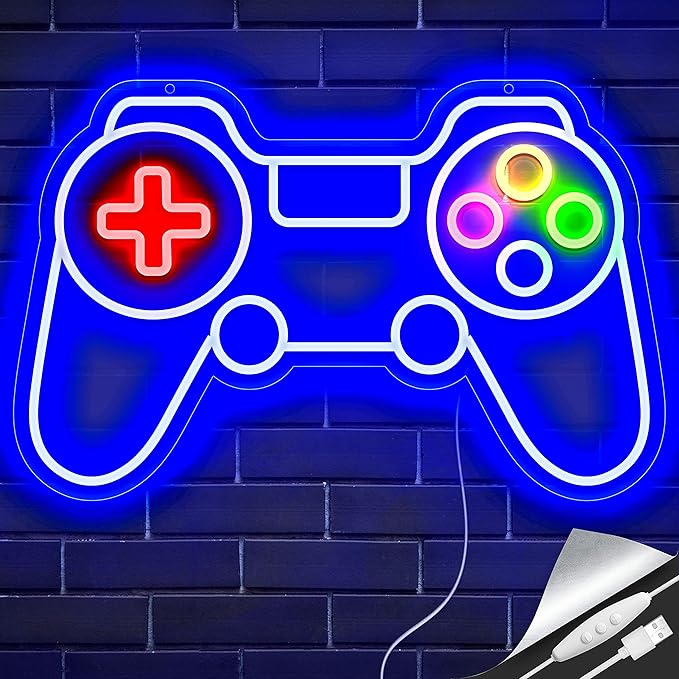 Game Controller Neon Sign LED Gaming Wall Light for Teen Boys Bedroom Game Room Decor