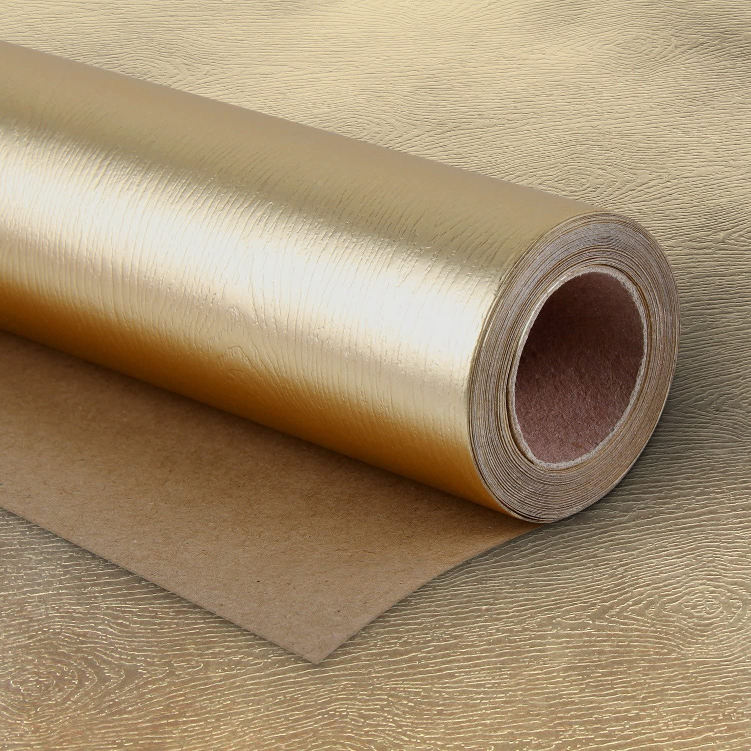 Gold Wrapping Paper Roll - Mini Roll - 17 Inch X 16.5 Feet - Basic Texture Matte Gold For Birthday, Holiday, Wedding, Baby Shower
