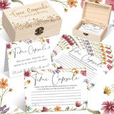 Time Capsule Box 1St Birthday Time Capsule First Birthday Party Games, 1St Activities For Guests, Advice And Wishes Cards Gift Keepsake For Party Supplies(Wildflower)