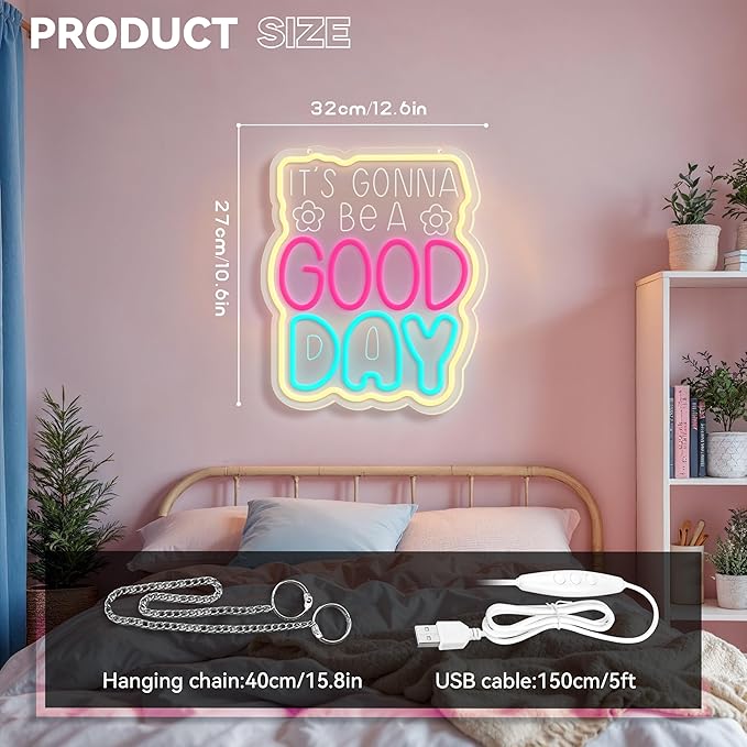It’s Gonna Be a Good Day Neon Sign LED Wall Light Dimmable Acrylic Decor for Bedroom Living Room Bar