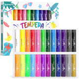 Paint Sticks For Kids 24 Colors, Quick Drying, Smooth, Non-Toxic And Washable Tempera Paint Sticks With 120 Pdf Coloring Pages And 30 Stickers, Toddler Art Supplies For Drawing
