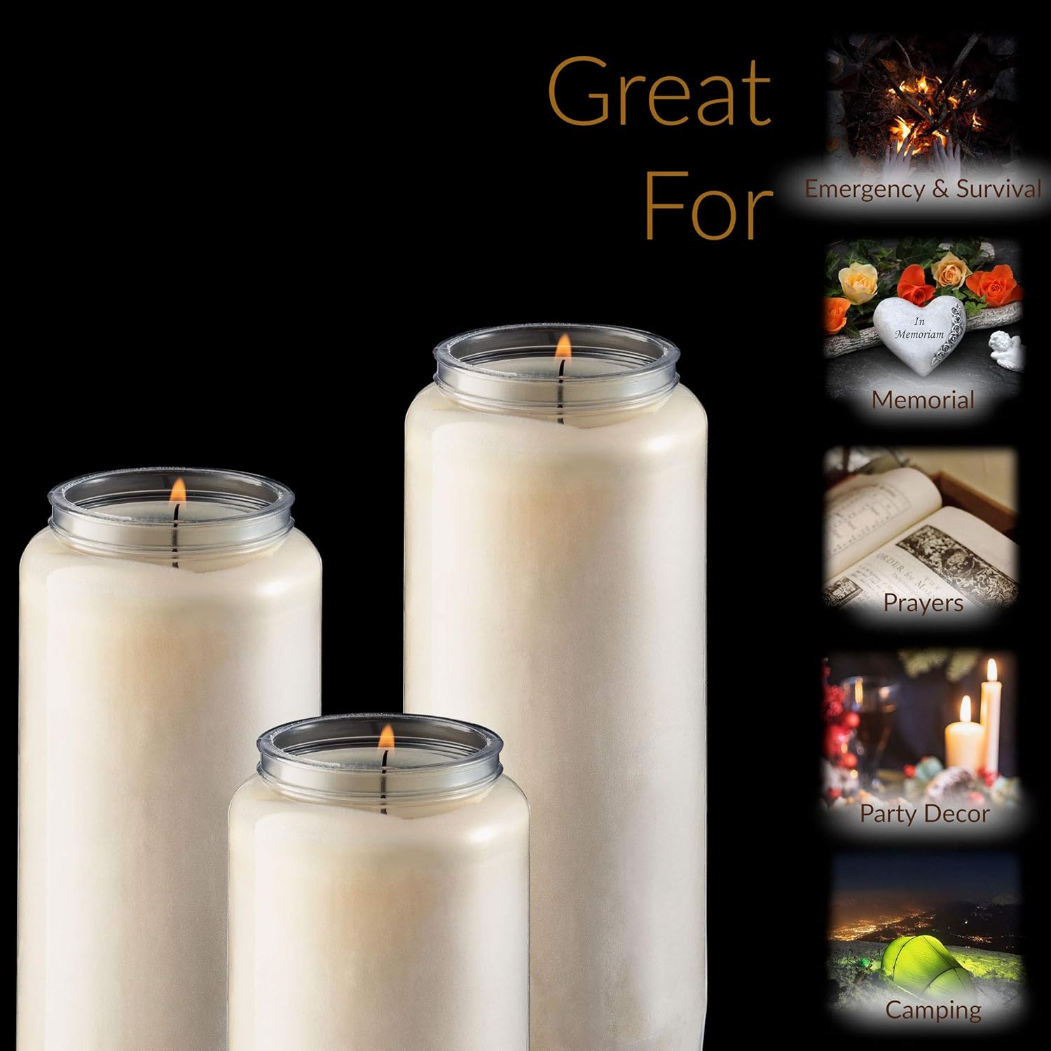 9 Day Prayer Candles, 9 Pack - 7” White Memorial Candle For Shiva, Religious Ceremony, Party, Emergency Candles - Long Burning Vegetable Wax In Plastic Jars