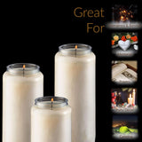 9 Day Prayer Candles, 9 Pack - 7” White Memorial Candle For Shiva, Religious Ceremony, Party, Emergency Candles - Long Burning Vegetable Wax In Plastic Jars