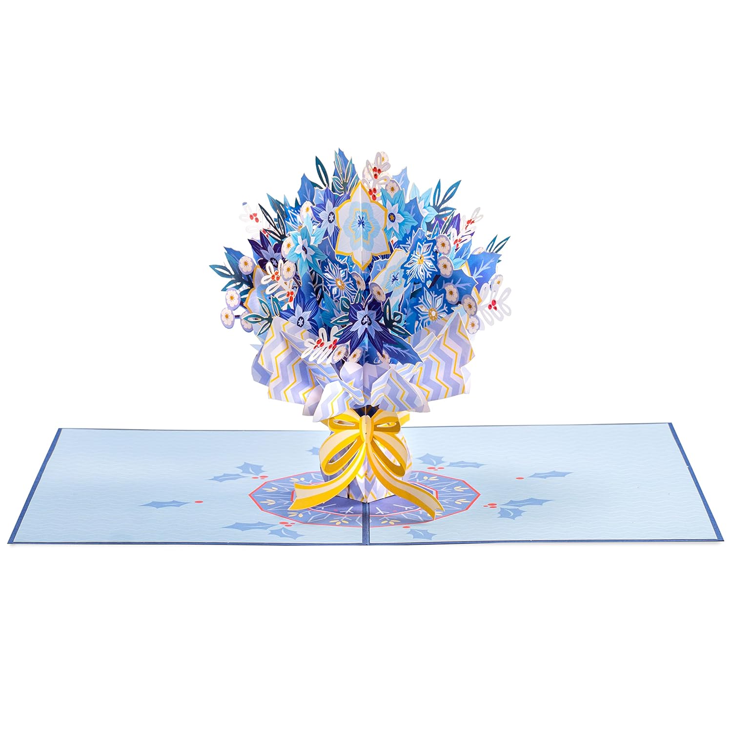 Winter Pop Up Card, 3D Magic Bouquet, Gift For Winter, Christmas Or Holidays Gift, 5" X 7" Cover - Includes Envelope And Note Tag