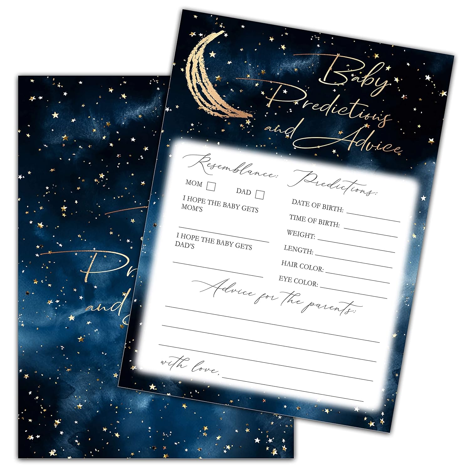 Over The Moon Baby Shower Game, Baby Predictions And Advice Cards Party Game, Twinkle Little Star Theme Gender Reveal Party Games, Baby Shower Party Activities & Decorations -30 Game Cards(08)