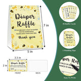 Diaper Raffle Baby Shower Game Set(1 Standing Sign + 50 Finding Cards), Bumble Bee Diaper Raffle Tickets For Baby Shower, Honey Honeycomb Gender Reveal Party Favor Decor - A20