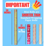 Funny Adult Wrapping Paper 17'' Mini Rolls | 'Happy Fcking Birthday' Pink Gold Foil & Kraft Designs | Premium Thick Gift Wrap, 42.5 Sq Ft Total | 3-Pack For Birthdays & Gag Gifts