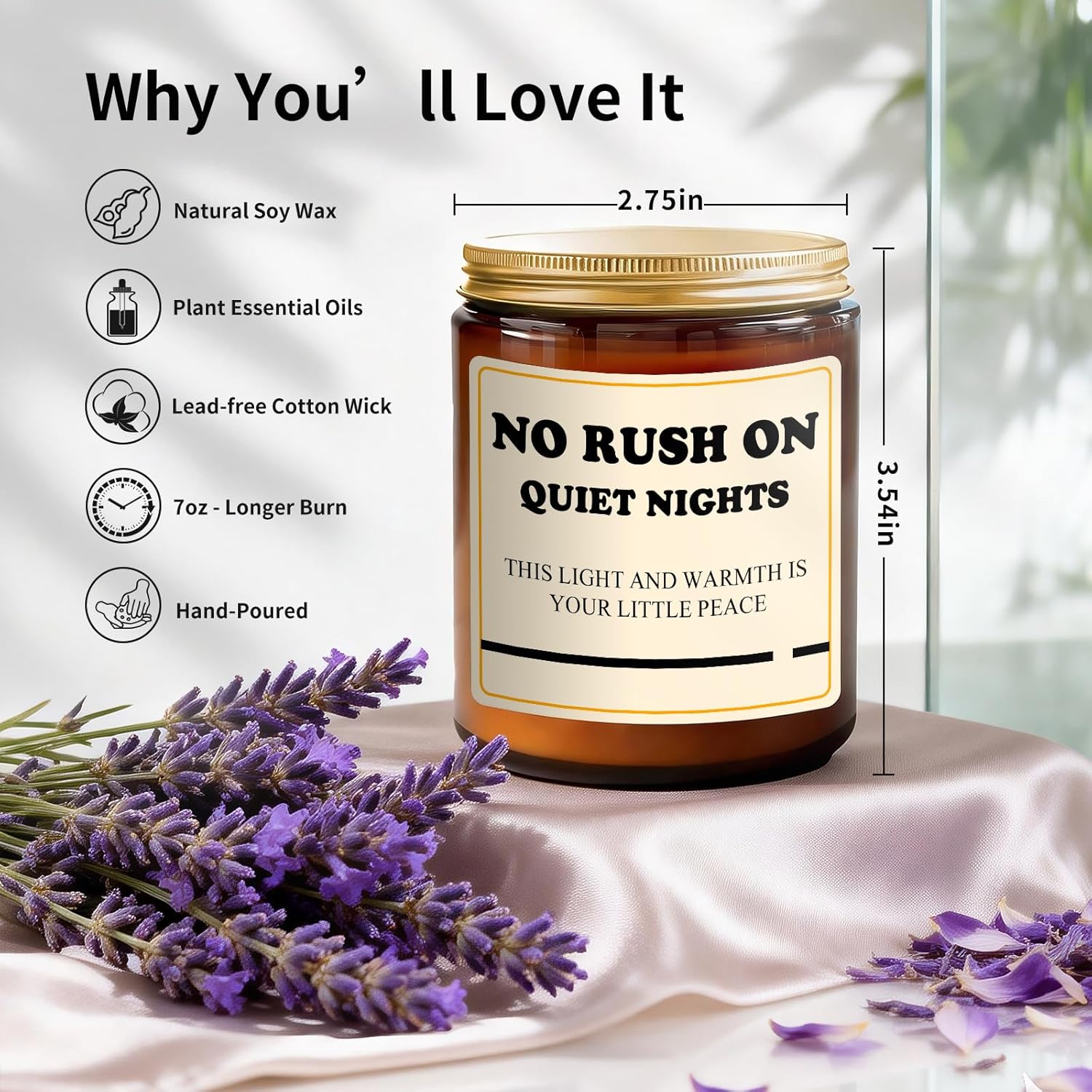 Lavender Candle Gifts For Women - 7Oz Hand Poured Soy Candle For Relaxation - Lavender Aromatherapy Candle For Stress Relief - Clean Burning, Long Lasting 50 Hours, Unique Gift For Birthday For Her