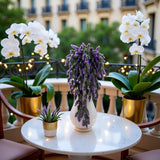 3 Pcs Artificial Hanging Plants Hops Purple Plastic Vines Hops Flowers Purple Garland Fake Hanging Vines Uv Resistant For Home Wall Garden Balcony Wedding Party Decoration(Purple)