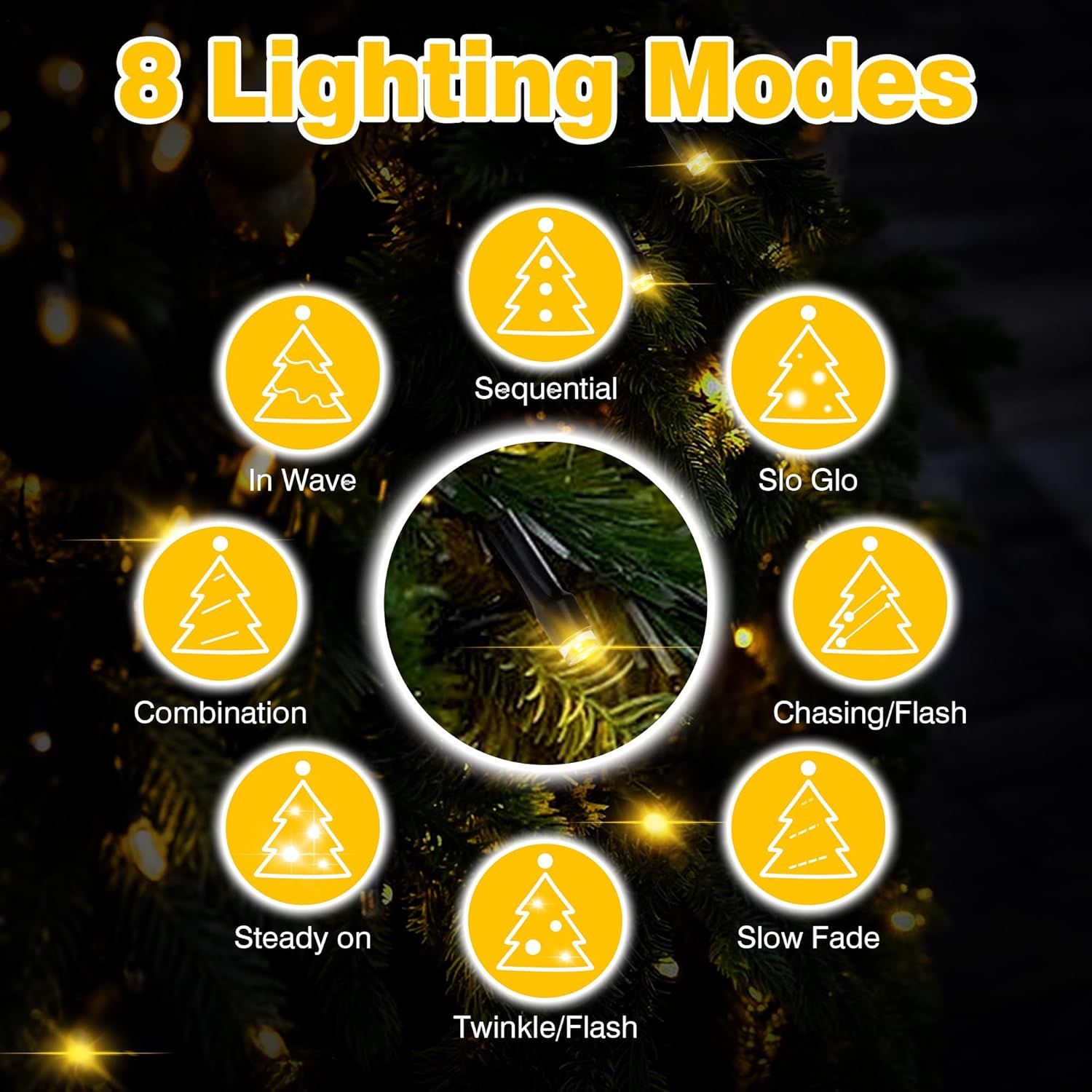 Christmas Tree Lights Indoor, 400 Led 16 Lines Of 6.6Ft With 8 Flashing Modes, Remote Control & Timer, Memory Function,