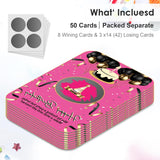Black And Pink Birthday Party Scratch Off Games For Girls, Black And Gold Balloons Ice Breaker Cards For Birthday Party, 50 Sets With Stickers