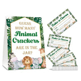 Find How Many Animal Crackers Guessing Game, Safari Jungle Animal Baby Shower Game Cards, Woodland Animals Baby Shower Favors Supplies Decorations, 50 Cards And Matching Standing Sign-A01