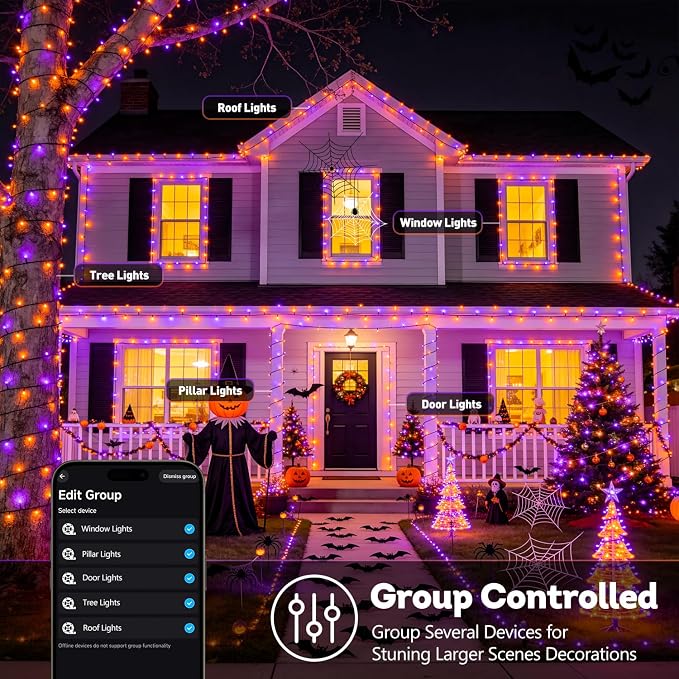 500 LED Smart Color Changing Halloween Lights RGB String Lights App Controlled Holiday Decor