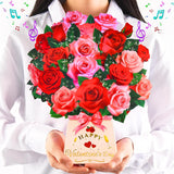 Pop Up Valentine’S Day Card With Light & Music, 12 Inch Paper 3D Rose Bouquet Greeting Card With Envelop, Happy Valentines Day Cards For Wife, Popup Valentines Day Card Gifts For Her Women Girlfriend