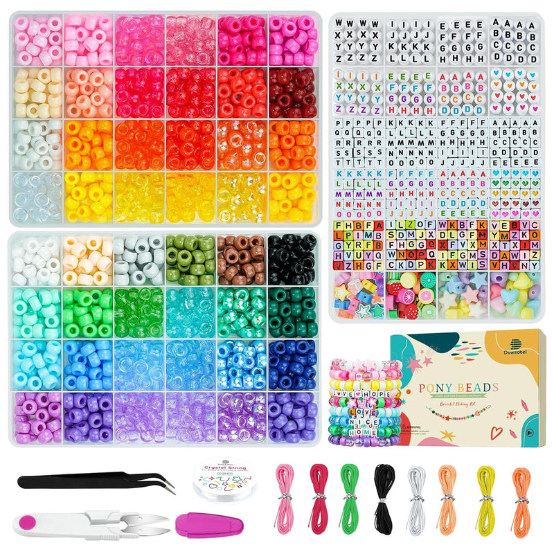 Bracelet Making Kit, 48 Colors Pony Beads Friendship Bracelet Kit Letter Beads