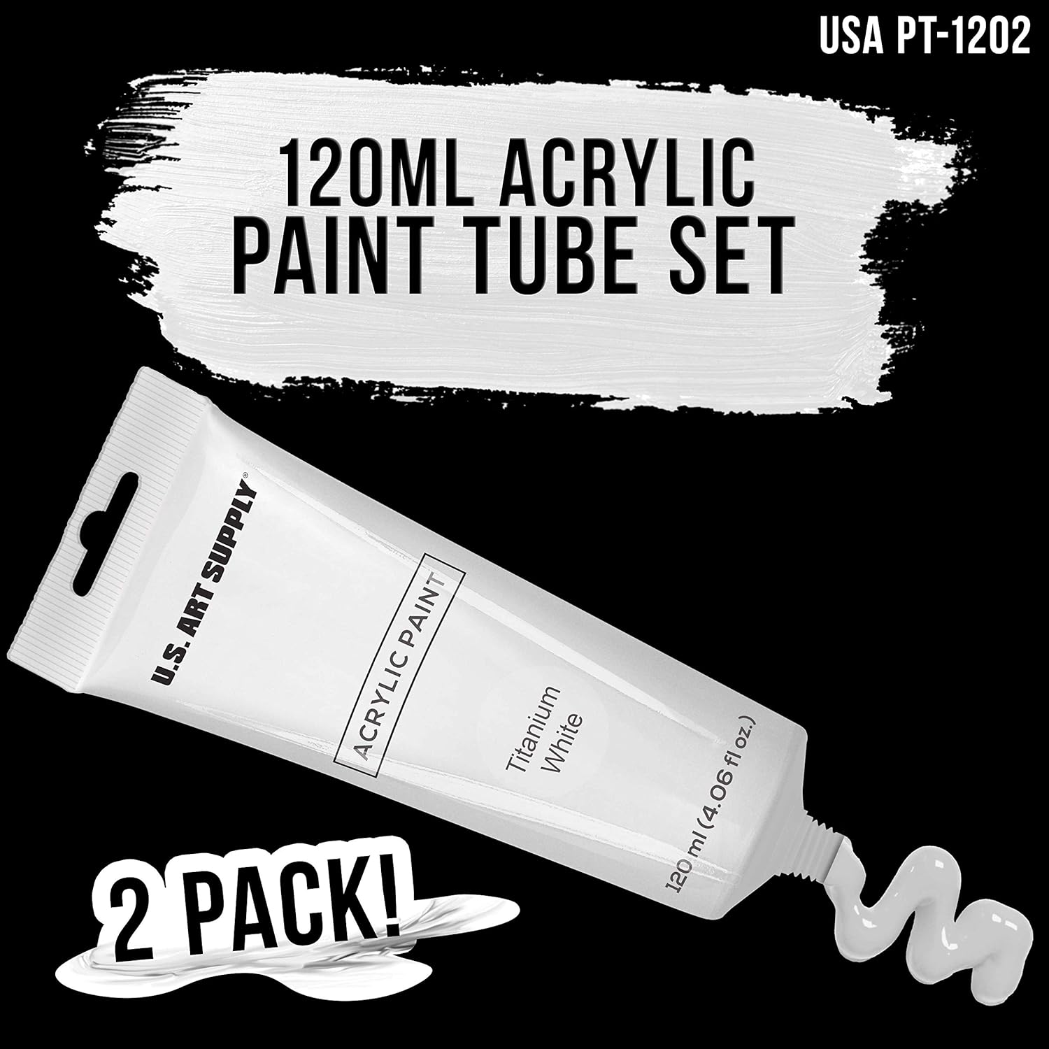 Titanium White Oil Paint - 2 Extra-Large 120Ml Tubes - High Opacity, Strong Tinting Strength, Oil Paints For Canvas Painting, Wood & Media
