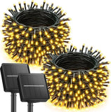 2 Pack 92FT Solar String Lights 240 LED Warm White Waterproof Patio Garden Lights