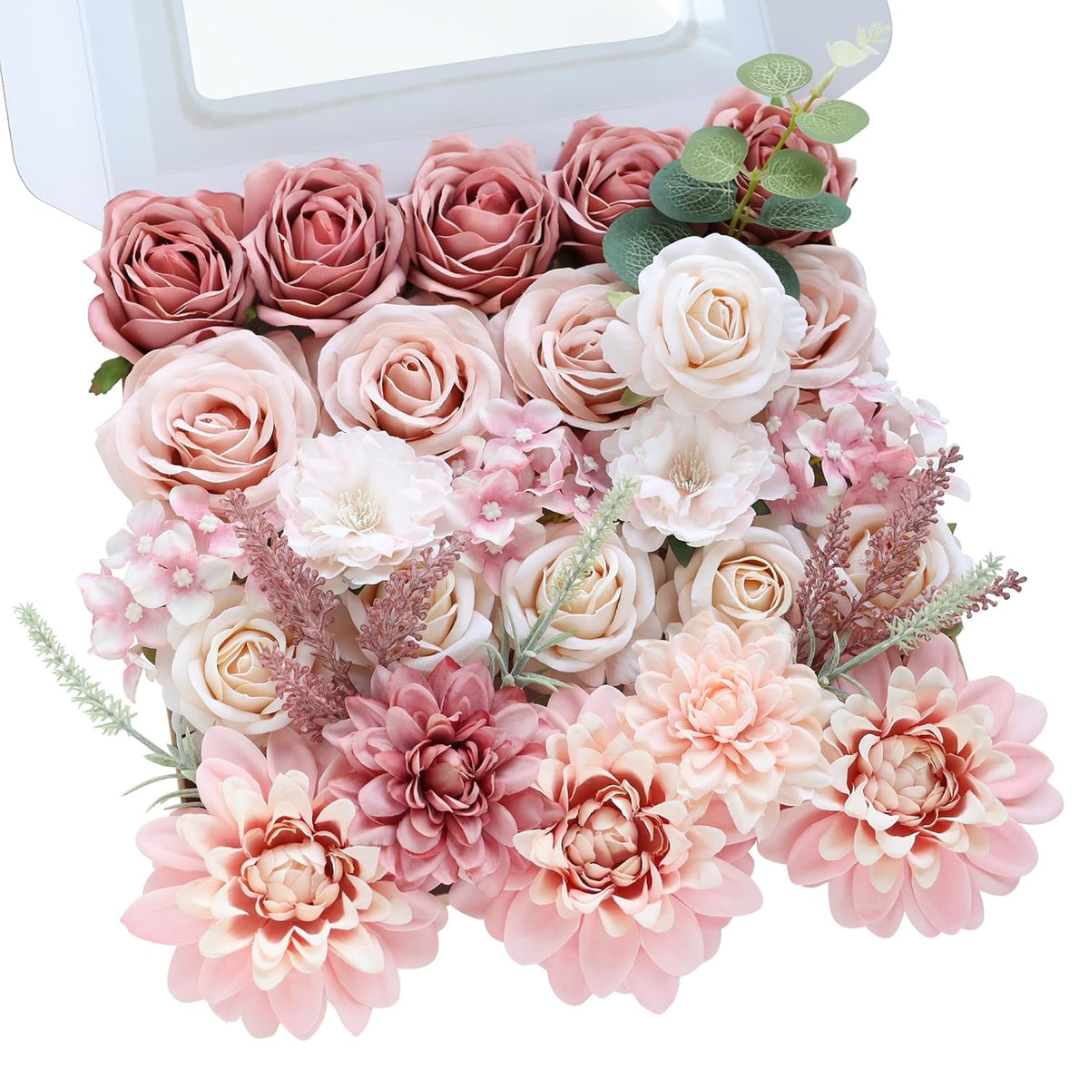 Artificial Flowers Combo Set Dusty Rose Silk Flower For Diy Wedding Fake Floral Arrangements Bouquets Centerpieces Party Baby Shower Cake Home Decorations (Purple Pink)